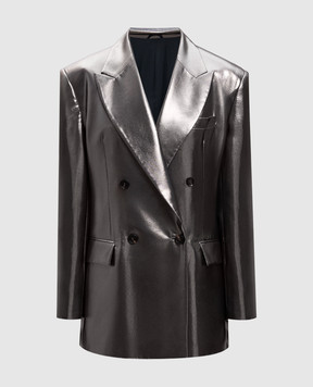 Brunello Cucinelli Silver double-breasted silk jacket MD9997192