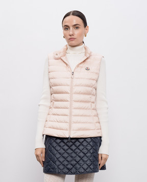 Moncler Pink down vest with logo patch K20931A00091597YF