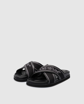 Off-White Black Cloud Criss Cross logo print combo flip flops OMIT007C99LEA001
