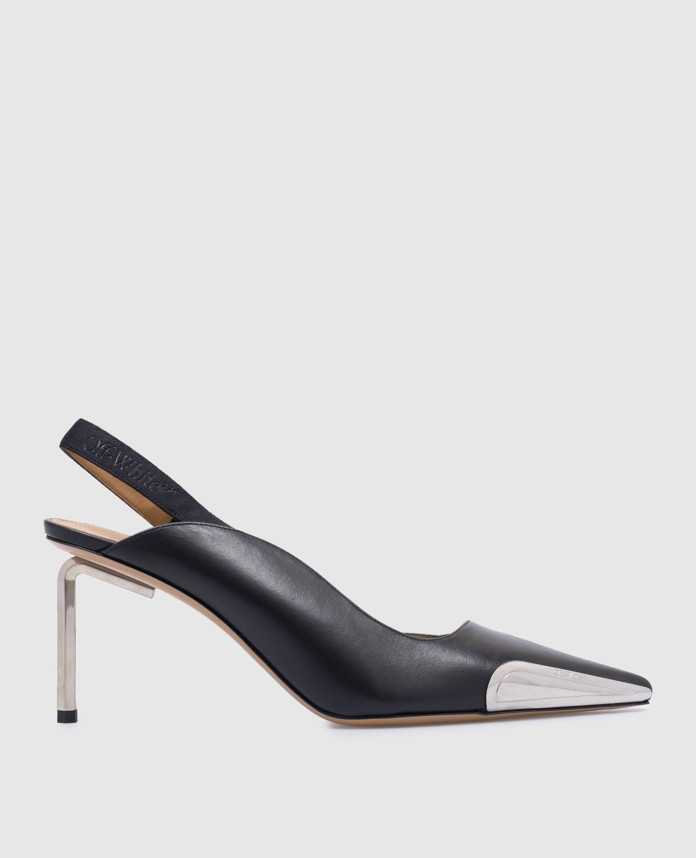 Allen frame black leather slingbacks with logo engraving off-white