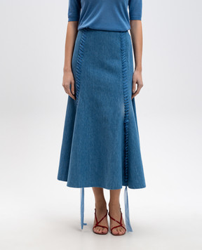 Gabriela Hearst Blue Dion midi skirt with linen 3253045T120W02