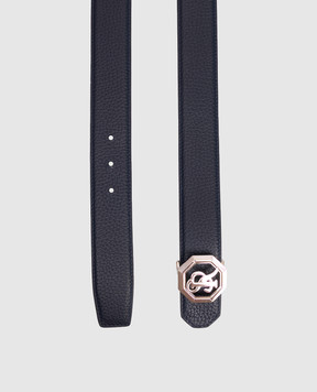 Stefano Ricci Blue leather belt with monogram logo N382VDC366P