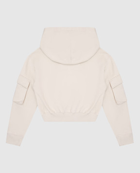 Off-White Children's beige hoodie with textured Arrow print OGBB00AS25FLE001