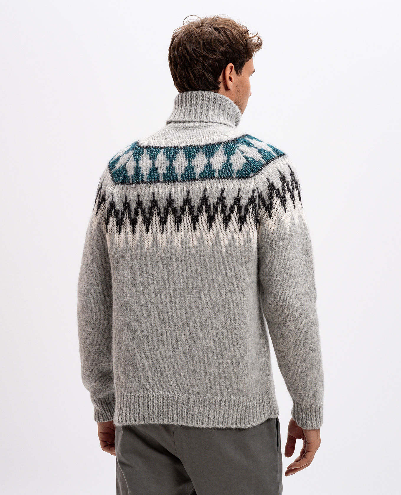 DACRE gray alpaca sweater with jacquard pattern MooRER 4