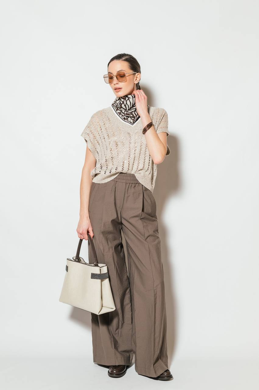 

Beige openwork linen vest Brunello Cucinelli