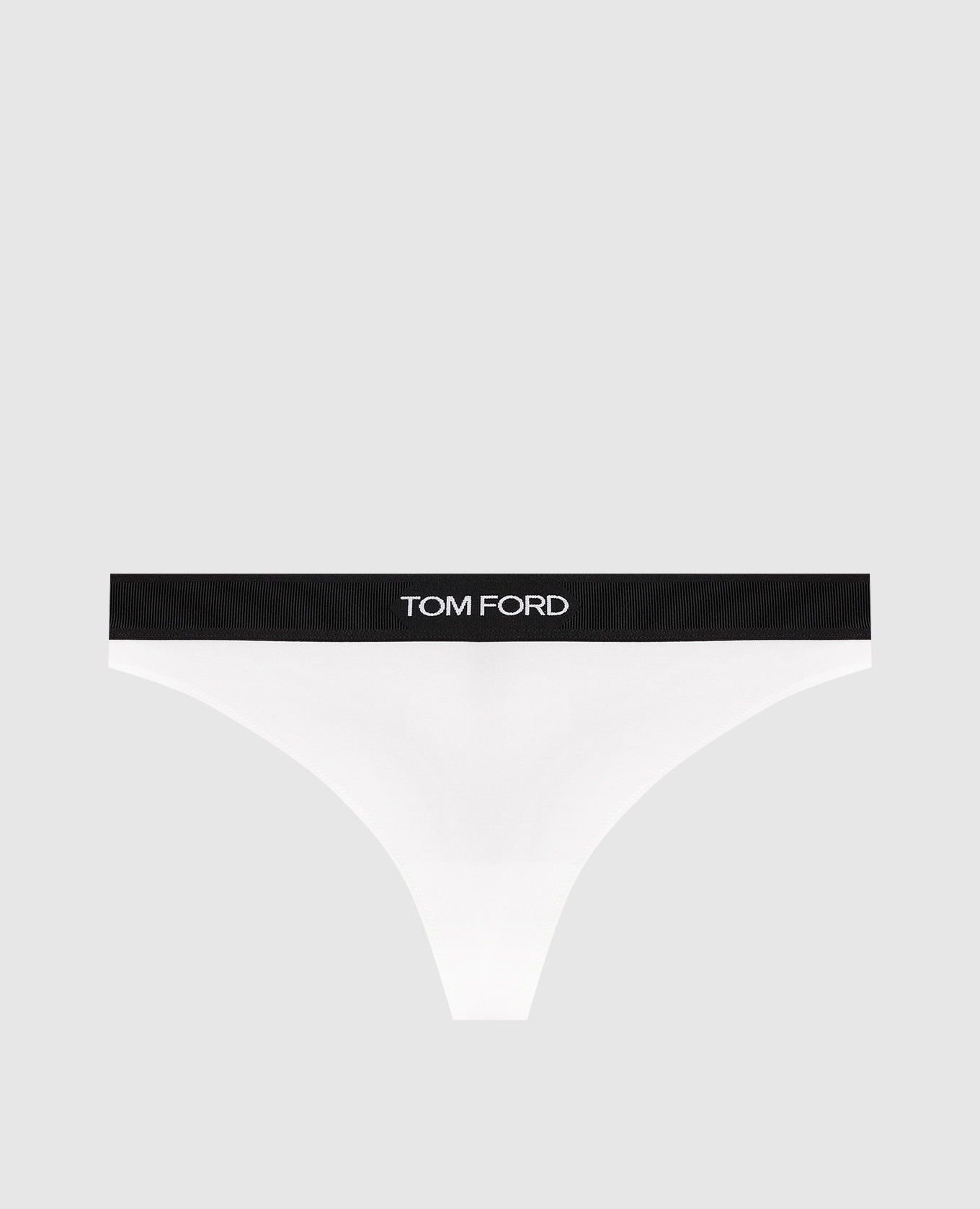 White thong briefs with logo pattern