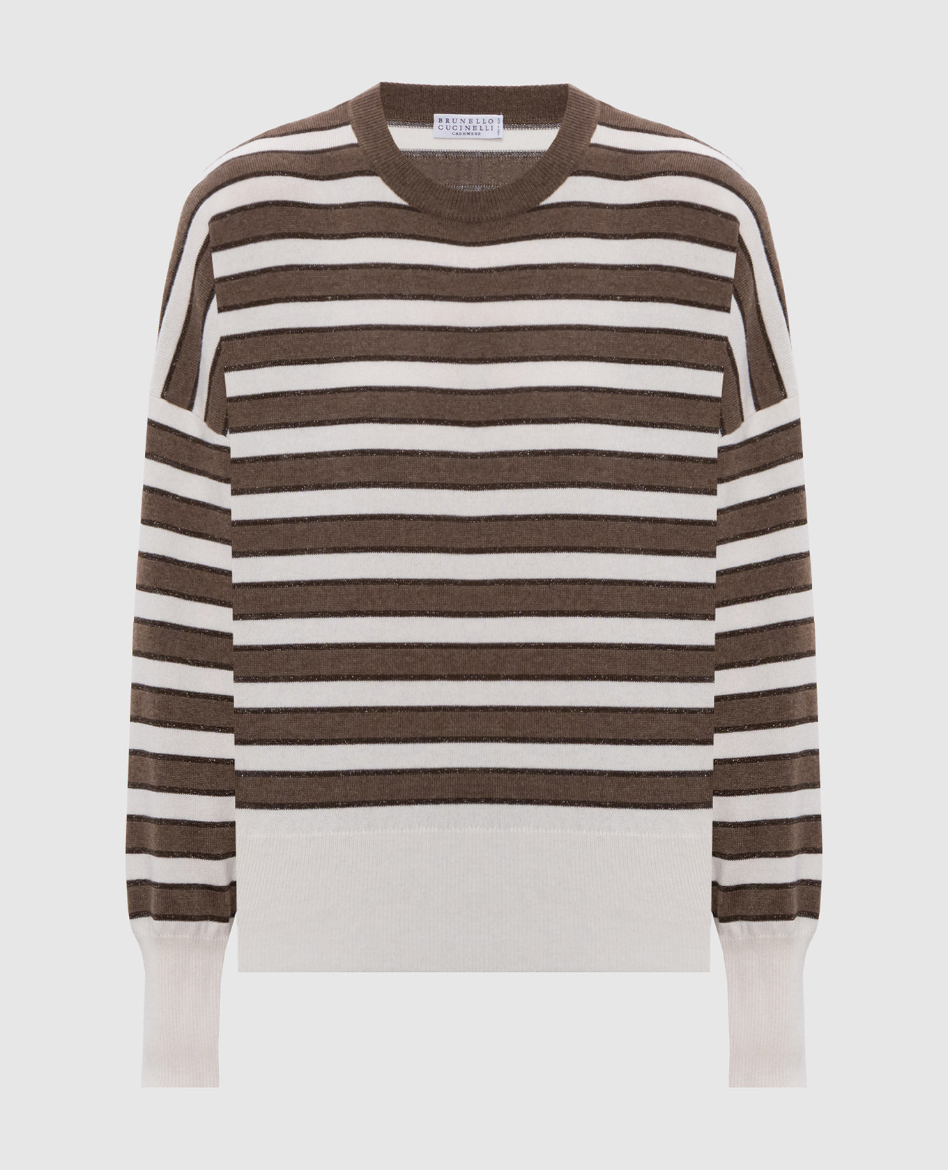 Brown striped cashmere sweater Brunello Cucinelli