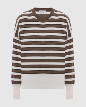 Brunello Cucinelli Brown striped cashmere sweater M12205920P