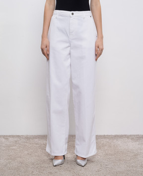 Solotre White jeans with logo patch M1D0206