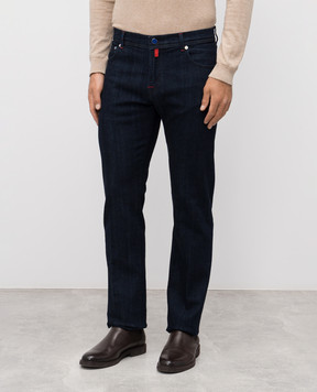 Kiton Blue jeans with logo patch UPNJSK0113H