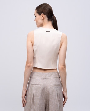 Peserico Beige wool vest with monil chain E0360906461