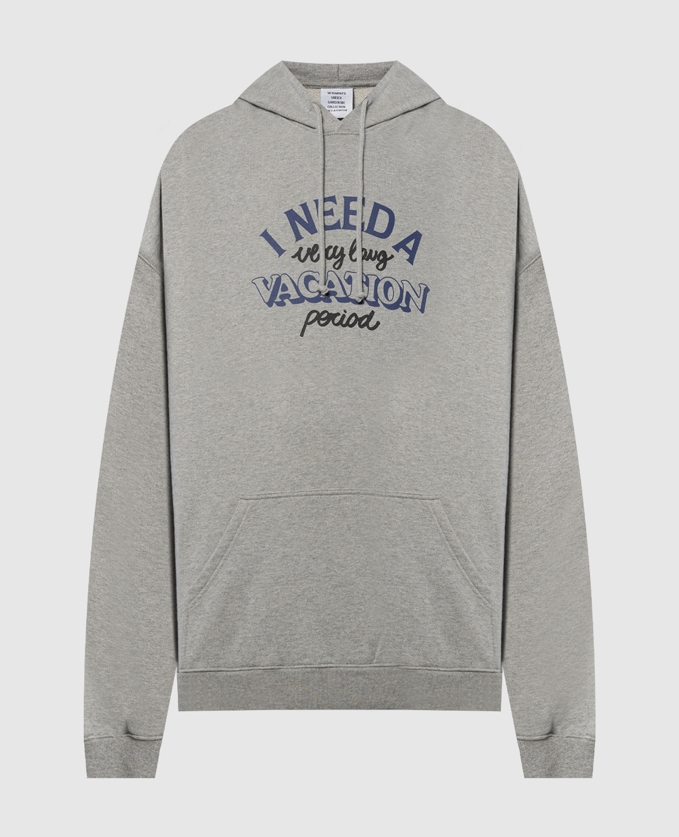 

Gray melange logo hoodie Vetements, Grey