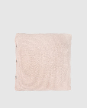 Brunello Cucinelli Beige pillow in a stripe with sequins with linen and silk ML52320002