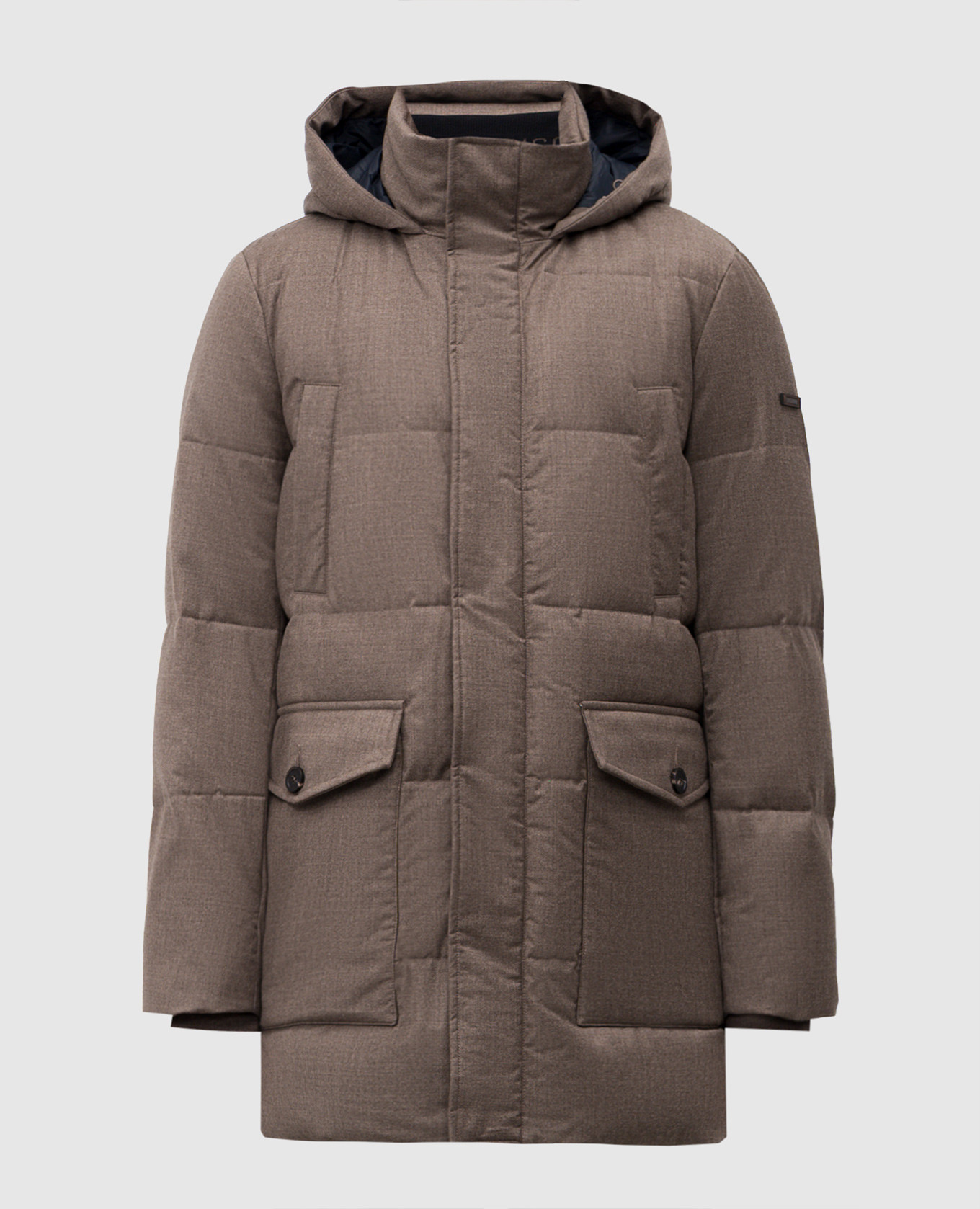 

Brown quilted wool down jacket with logo Peserico