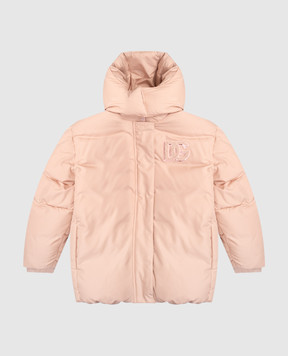 Dolce&Gabbana Children's pink down jacket with DG logo monogram L5JBS1FUS3W