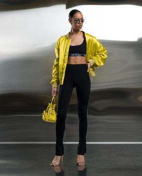Off-White Yellow bomber jacket with logo embroidery OWEH028S24FAB001