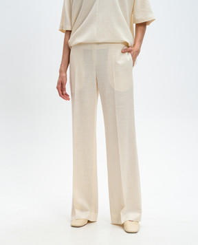 The Row Yellow wool, silk and linen Foulard pants 8027W3040