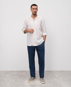 Canali Beige linen shirt with a pattern GL03509CSL2043