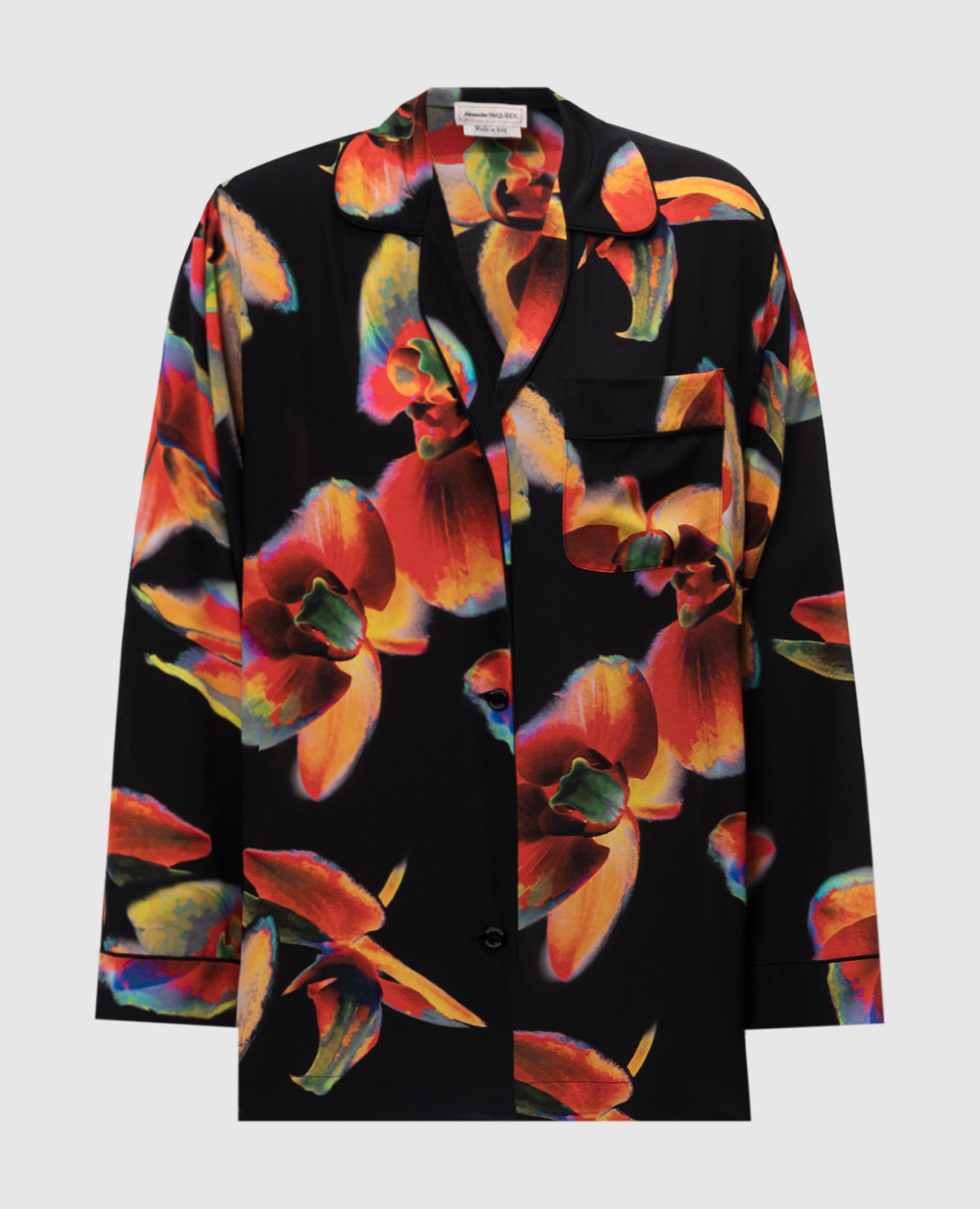 

Black silk blouse with floral print Alexander McQueen