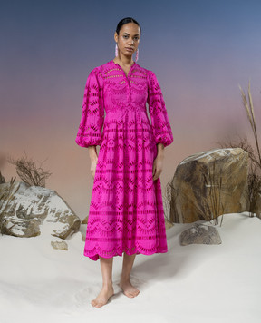 Charo Ruiz Kaika pink dress with broderie embroidery 243622