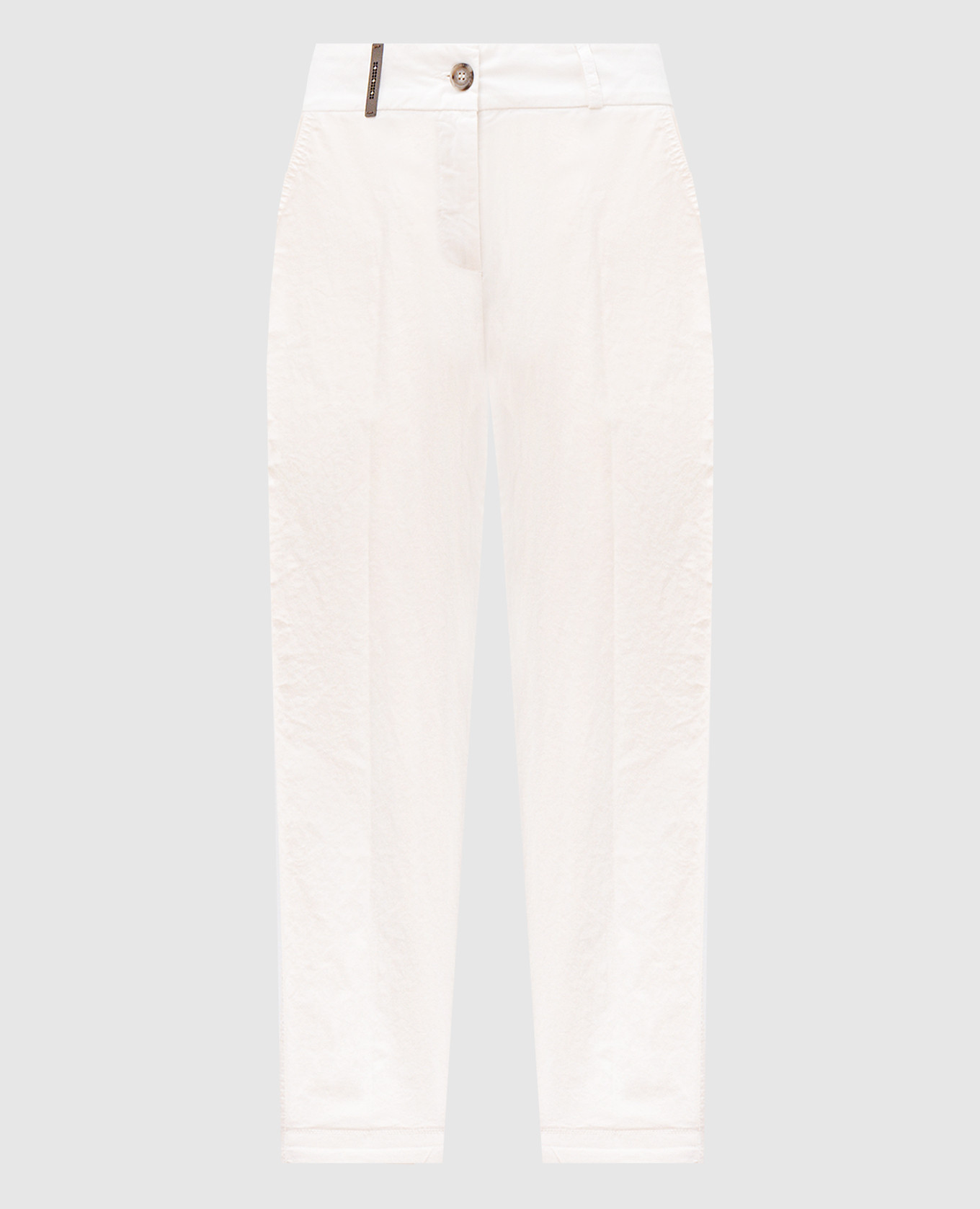 

White chinos with brand patch Peserico