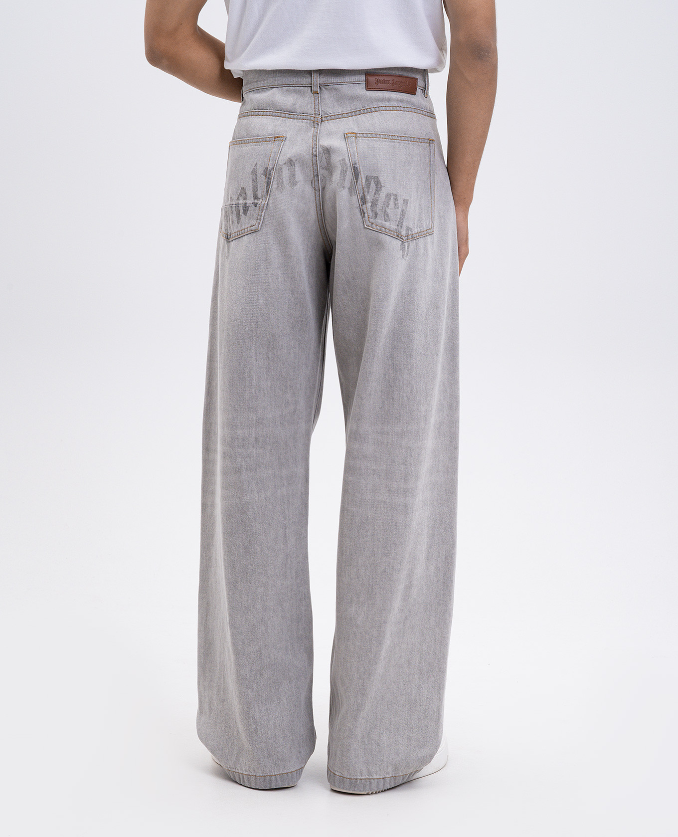 

Grey jeans with logo print Palm Angels