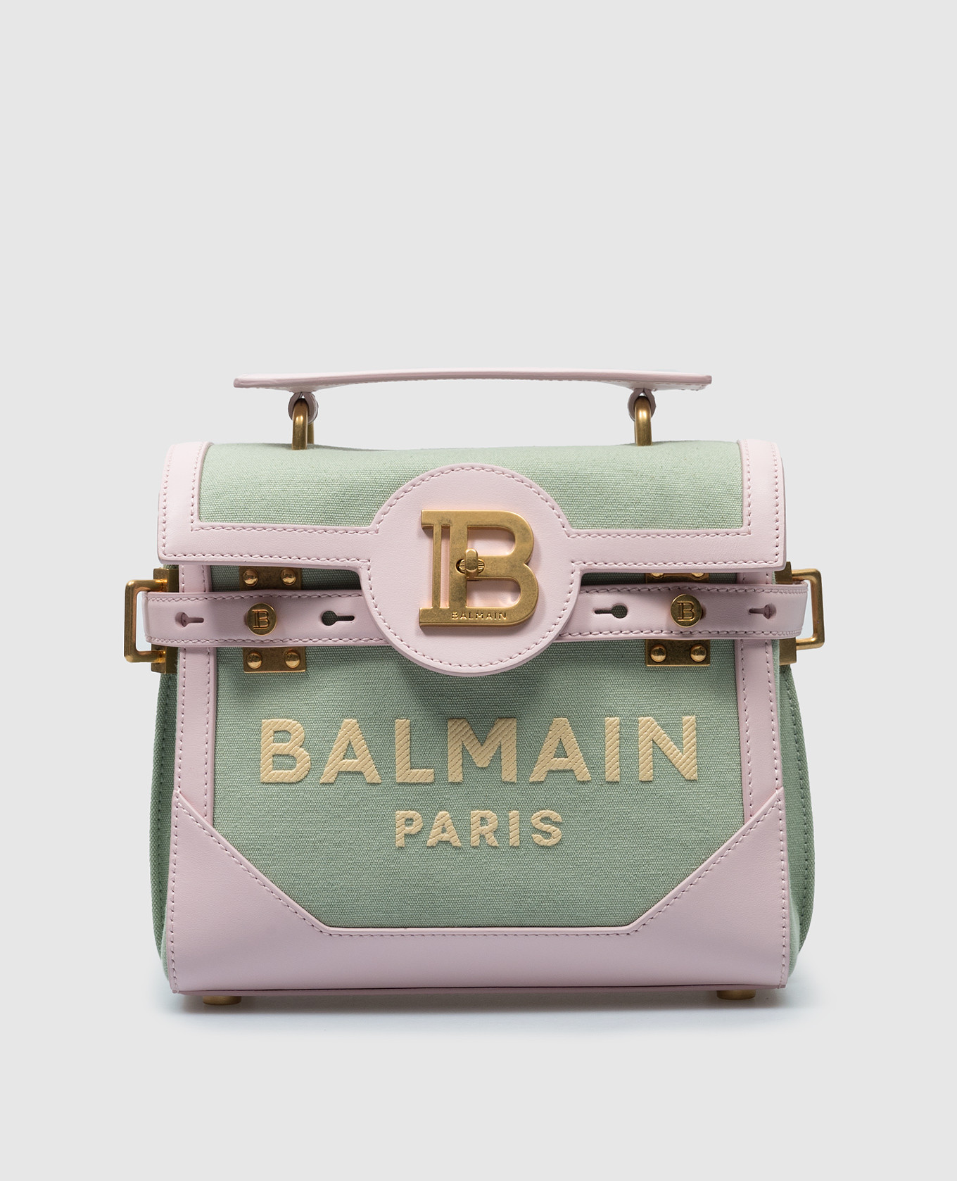 

B-Buzz 23 combo green satchel bag with logo Balmain