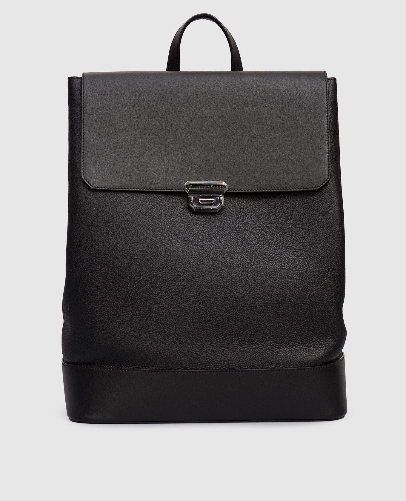 

Black leather backpack with logo Stefano Ricci