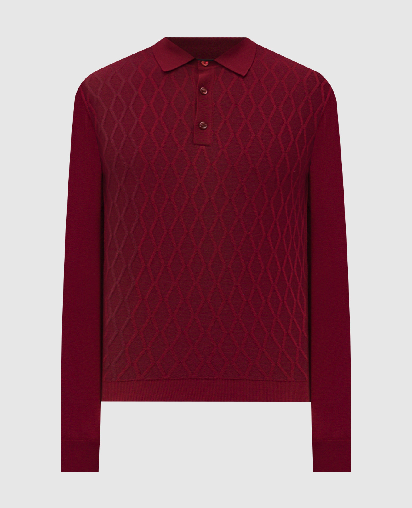 

Burgundy wool and cashmere polo shirt with geometric pattern Stefano Ricci