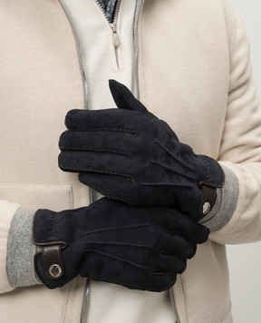 Brunello Cucinelli Blue suede gloves MPMLV93608