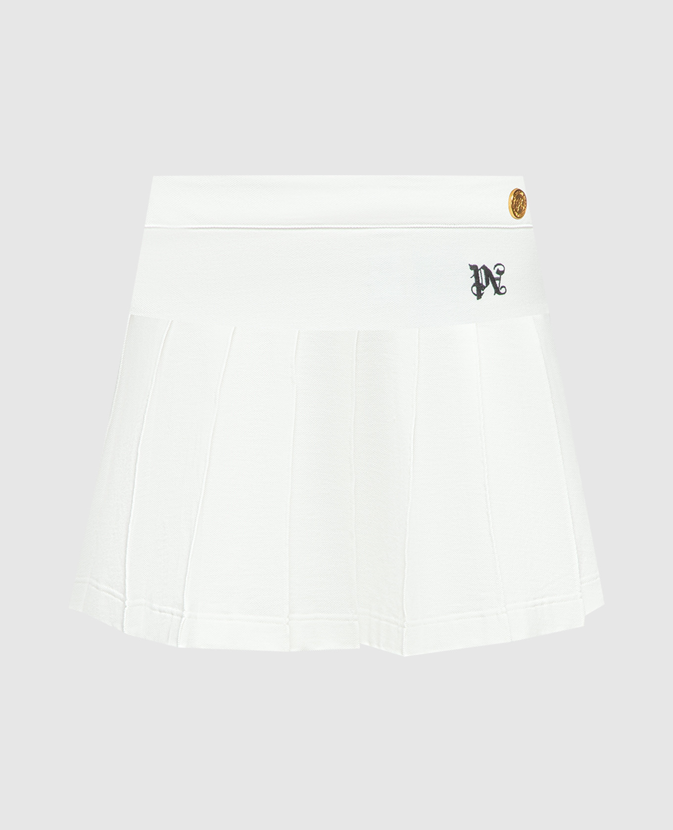 

White pleated skirt with logo monogram embroidery Palm Angels