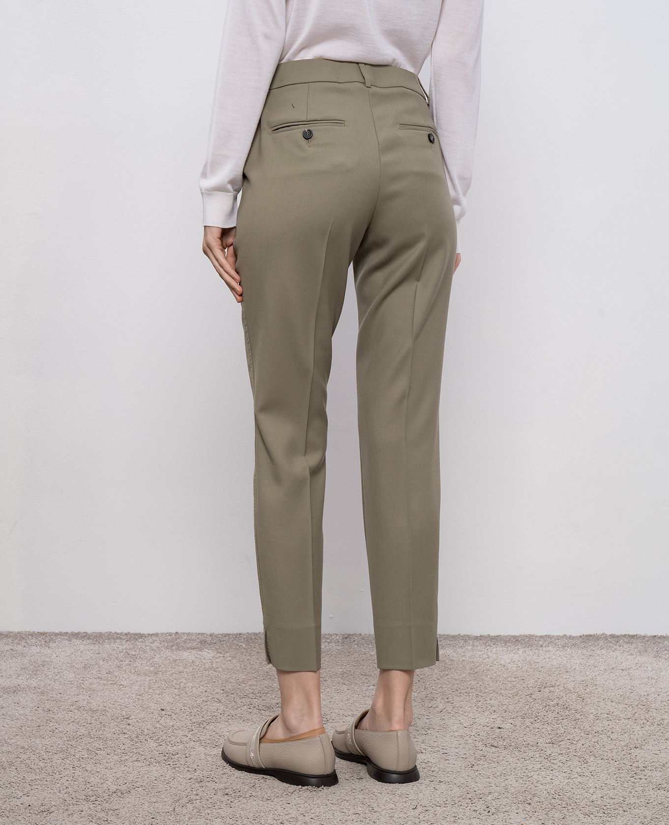 Khaki pants with brand patch Peserico 4