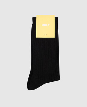CDLP Black ribbed socks made of organic cotton USO006023001