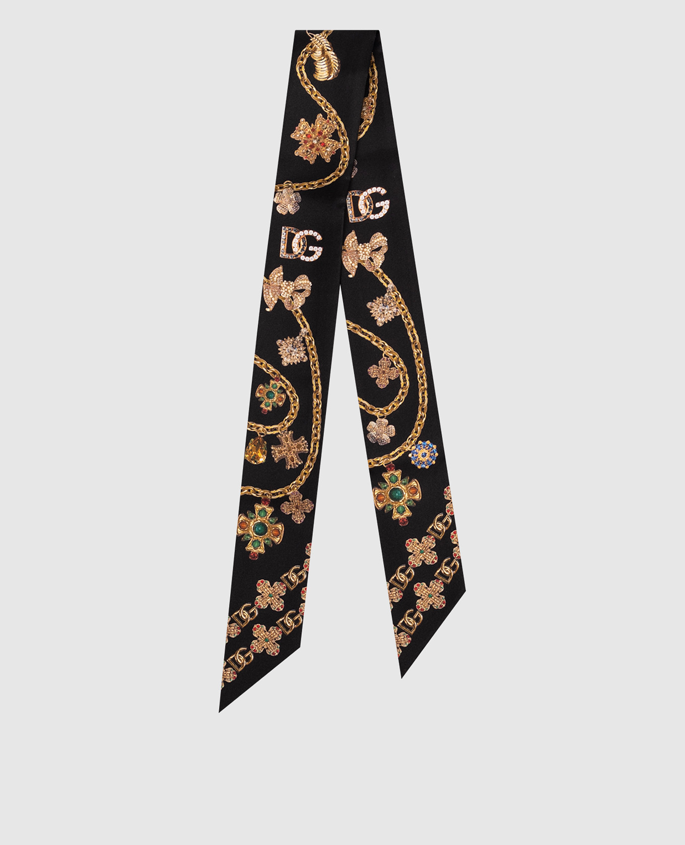 Black printed silk twill ribbon Dolce&Gabbana