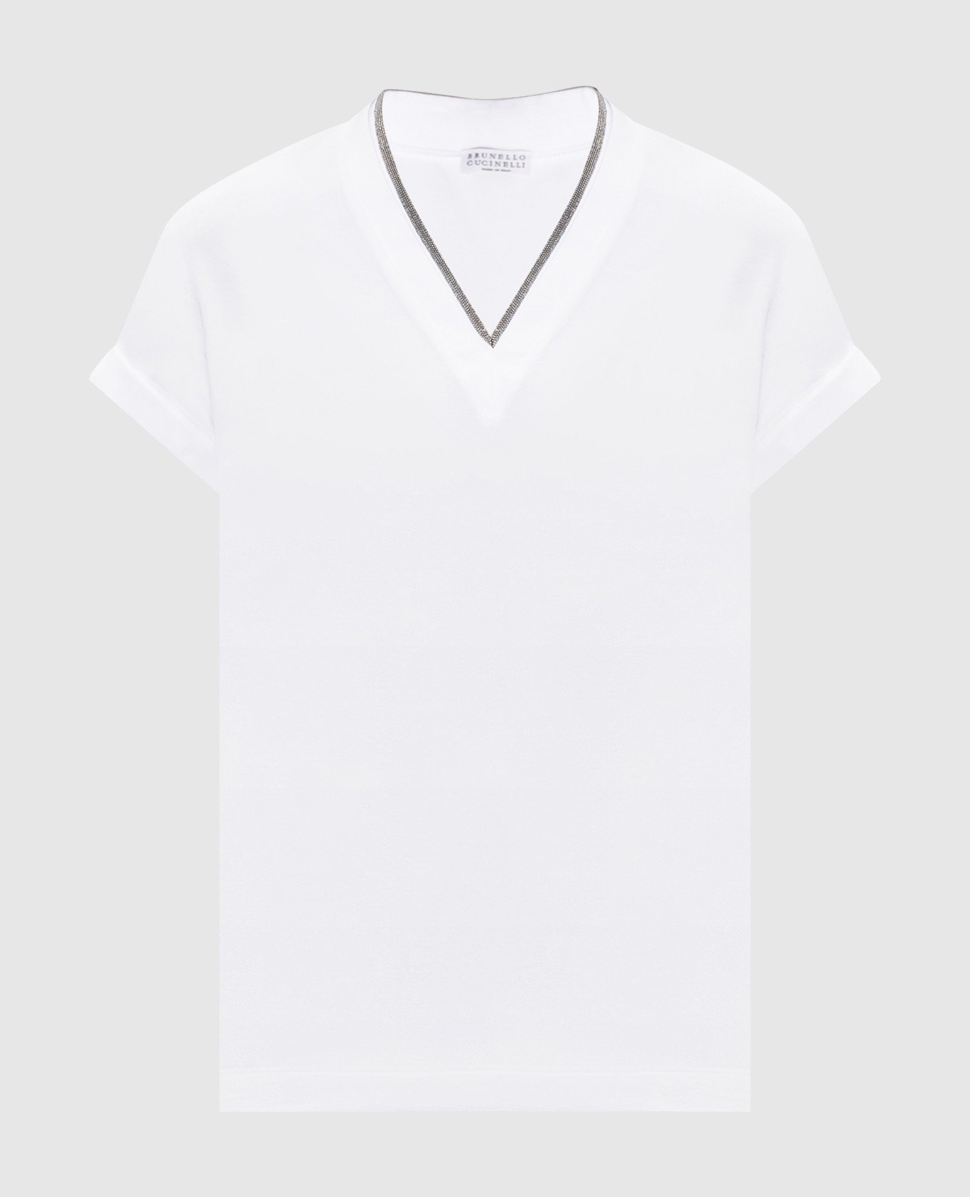 

White T-shirt with a monil chain Brunello Cucinelli