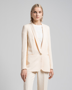 Twinset Beige linen jacket with logo 241TT2101