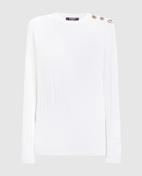 Balmain White jumper with crazy pattern FF1KD090KI63