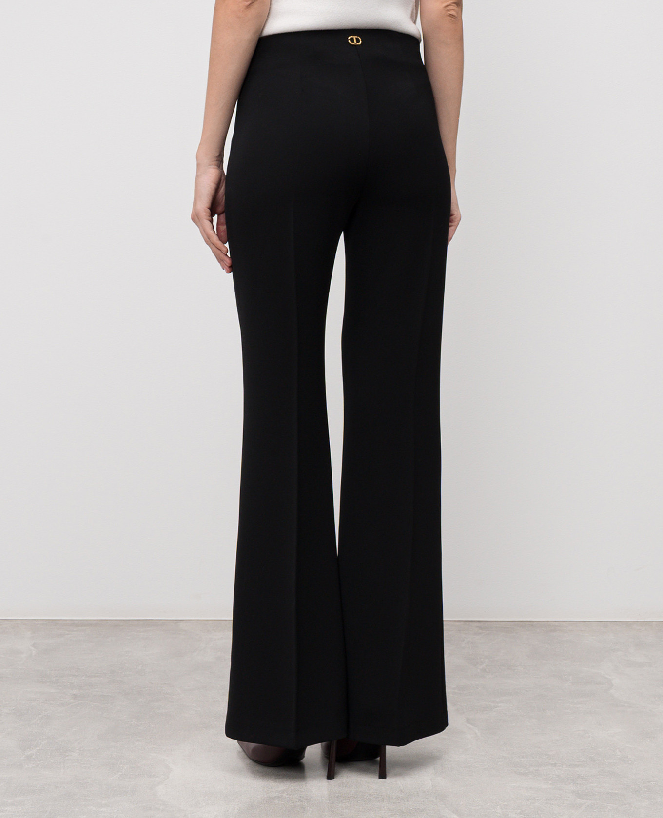 Black flared pants with logo Twinset 4