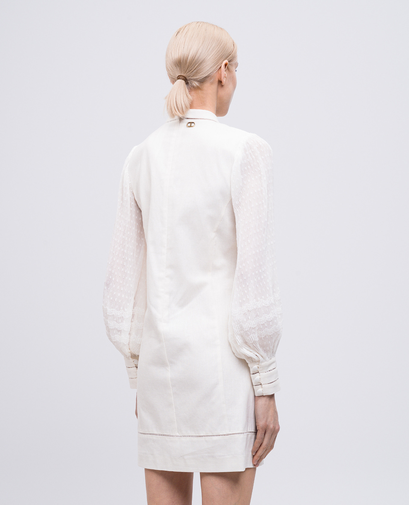 

Beige mini dress with linen Twinset