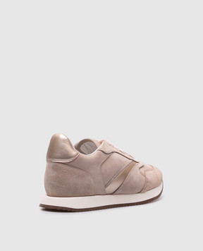 Peserico Beige nubuck sneakers with monil chain A39702C0RCC601