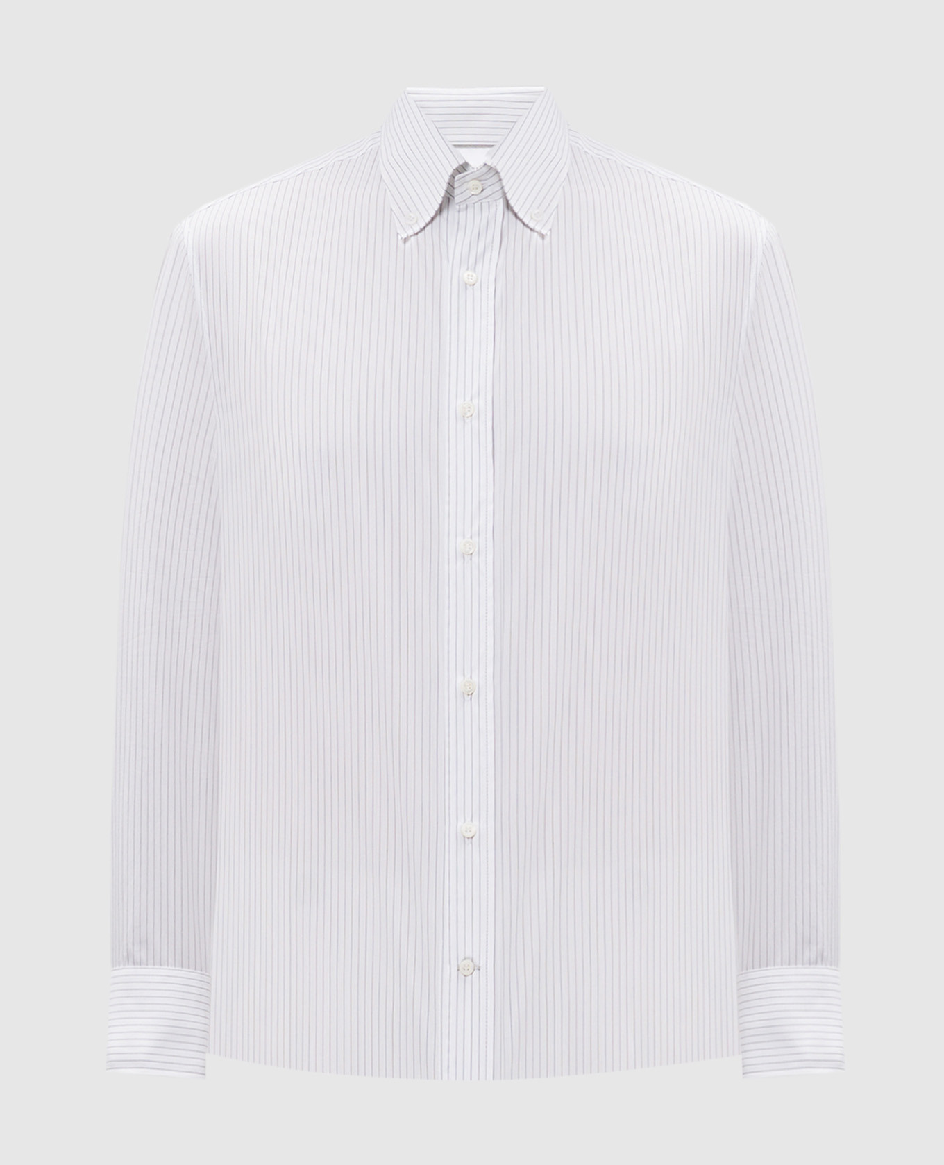 White striped shirt with a curly bottom brunello cucinelli