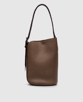 J&M DAVIDSON Beige leather bucket bag Quiver with weaving LMQB0PLTNAN