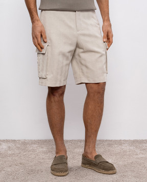 Brunello Cucinelli Beige linen cargo shorts MR471U0030