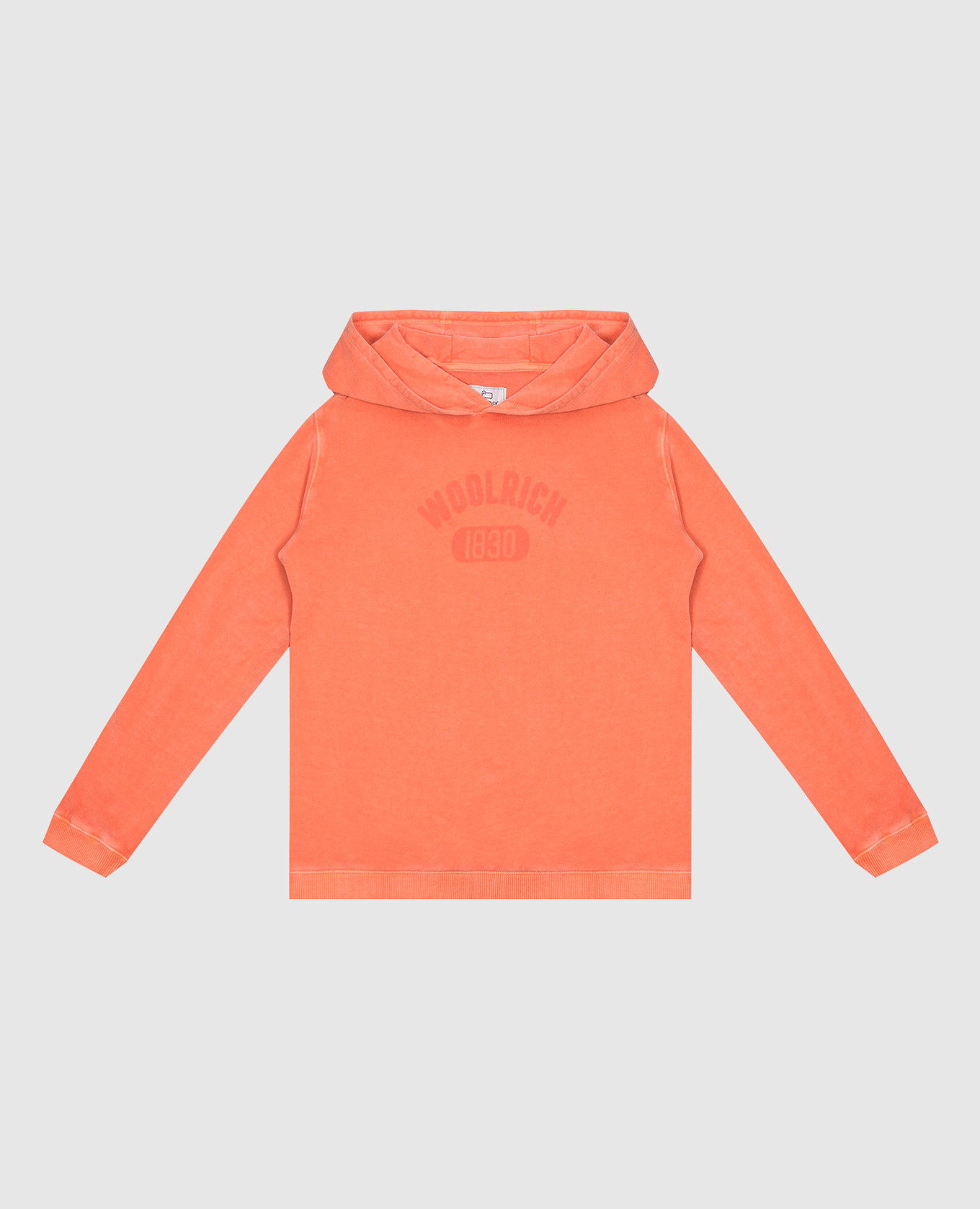 Children's orange hoodie with logo print woolrich
