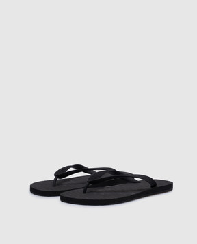 Vetements Black flip-flops with textured logo UA66SL100Bm