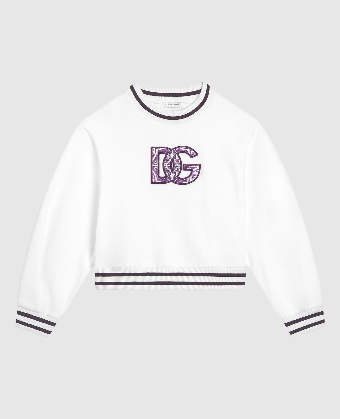 Children&#39;s white sweatshirt with DG logo Dolce&Gabbana