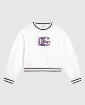 Dolce&Gabbana Children's white sweatshirt with DG logo L5JWBZG7PED812+
