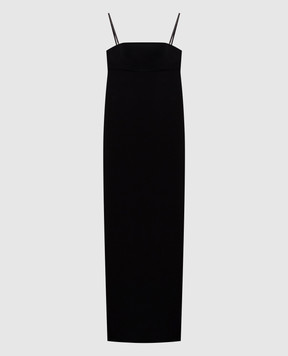 Brunello Cucinelli Black maxi dress with silk and chain monil MA029A5334