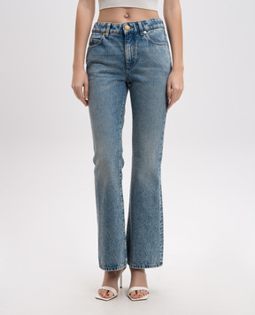 Balmain Blue flared jeans with a frayed effect EF1MJ130DF24