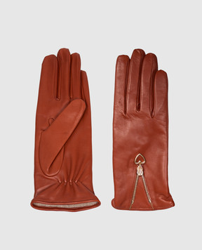 Sermoneta Gloves Brown leather gloves with zipper BS103